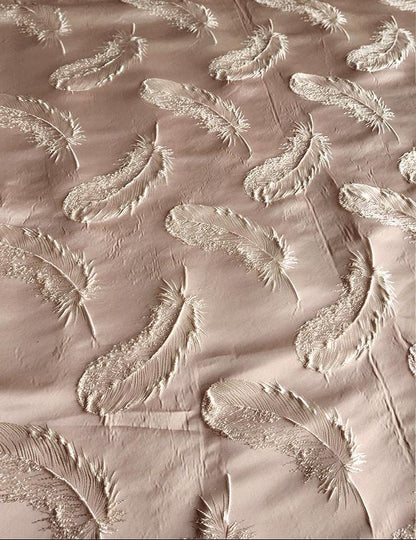 Gold Feather Jacquard Fabric - Baroque Palace Style, 58" Wide
