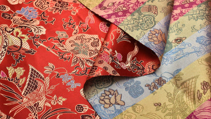 Eight Immortals Brocade Fabric: 59"W Rayon Upholstery & Sewing