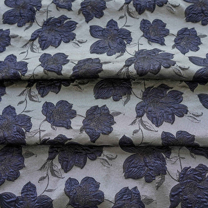 Gold Thread Floral Jacquard Fabric: Embossed 3D Bubble Design, 64" Wide