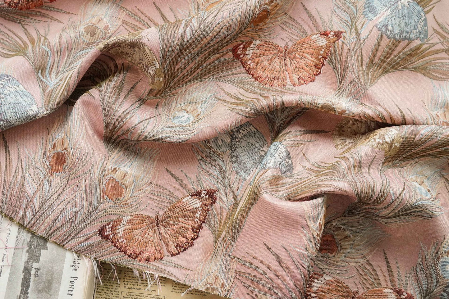 Butterfly Jacquard Fabric: 3D Texture Gold Thread, 55" Wide