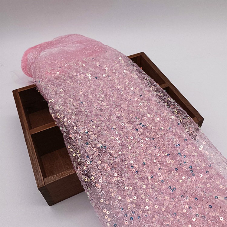 Iridescent Sequin Fabric: Multicolor 3D Embroidery, 49" Wide, By The Yard