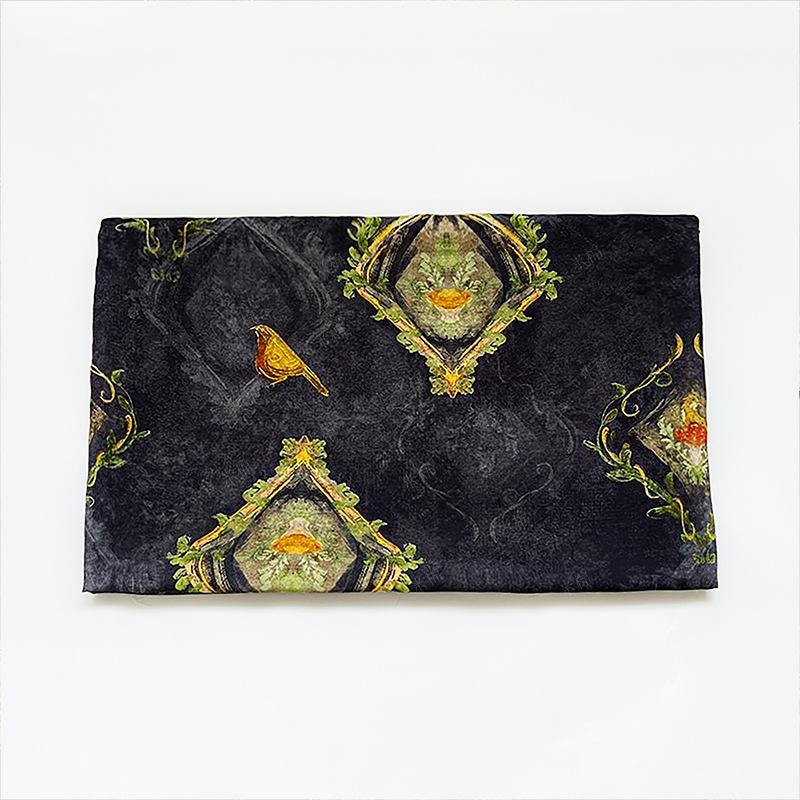 Élégant oiseau doré sur tissu de coton minuit ��� Matières de mode et d'artisanat oriental"Large