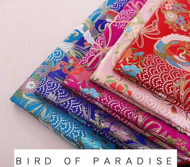 Bird of Paradise Jacquard Brocade Fabric: Japanese Silk Rayon Blend, 29.5" Wide