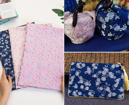 Tissu brocart de soie : motif pivoine, tissu de mariage chinois (vendu au mètre)