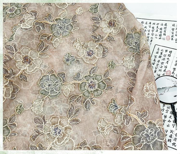 Embroidered Floral Fabric ��� Vintage Hanfu Qipao Sty" Wide