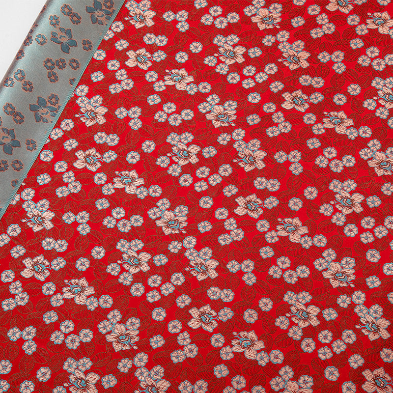 Red Floral Brocade Fabric: 47"W Chinese Cheongsam Sewing Material