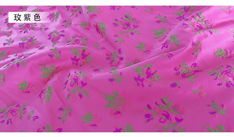 Rose Purple Floral Brocade Fabric: 59"W Rayon Sewing Material