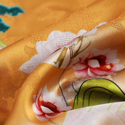 Floral Tea Silk Satin Fabric - 59"W Digital Print