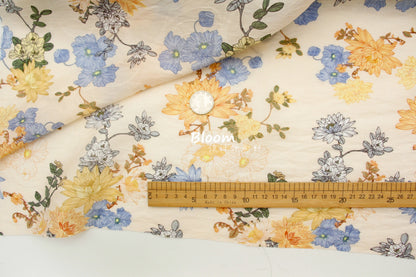 Vintage Floral Hemp Tencel Linen Fabric: Silky Sustainable Material