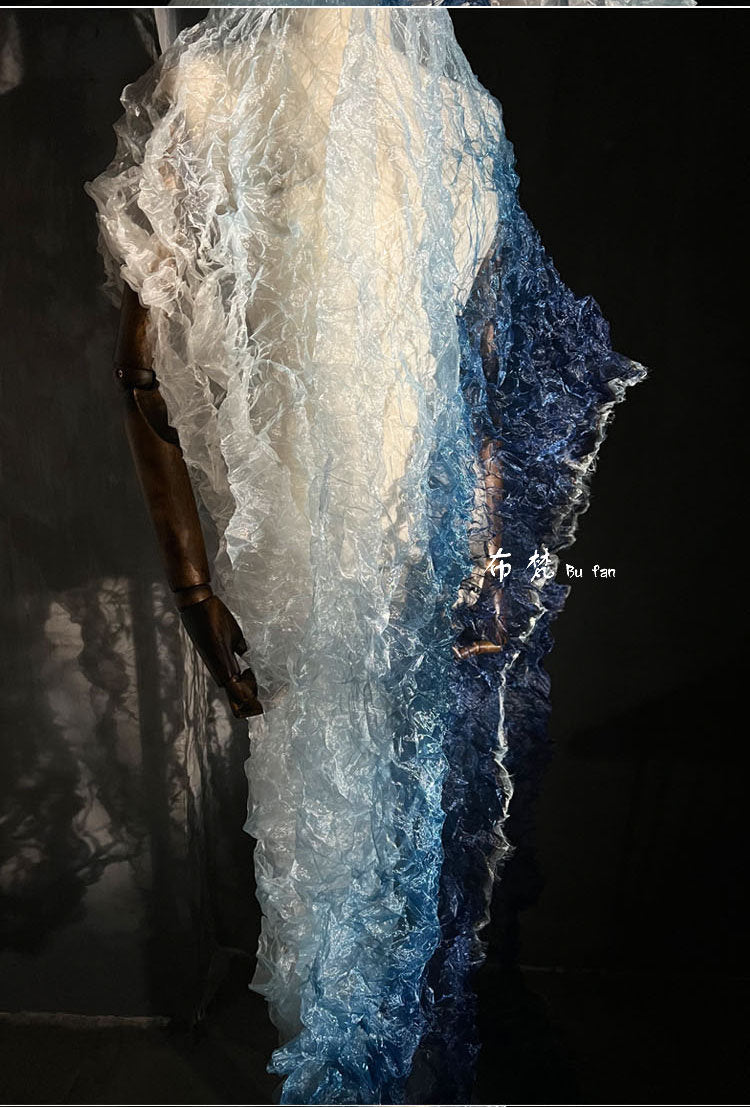 3D Texture Organza Fabric: Irregular Crystal Folds, 55"W
