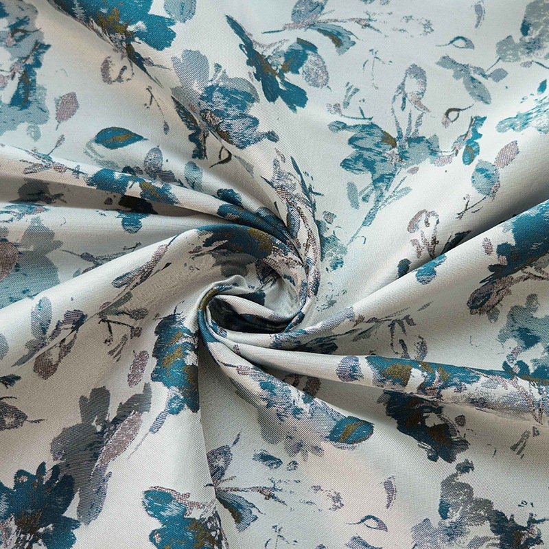 Tissu jacquard à motif floral : 168 cm de large, style Splash Ink, pour l’ameublement et la couture
