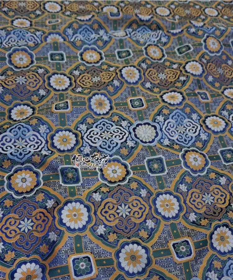 Tissu brocart Song : mélange de soie de 150 cm de large, style tibétain