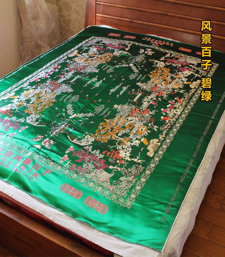 Handmade Silk Brocade Quilt: Chinese Wedding Fabric, Queen/King Size