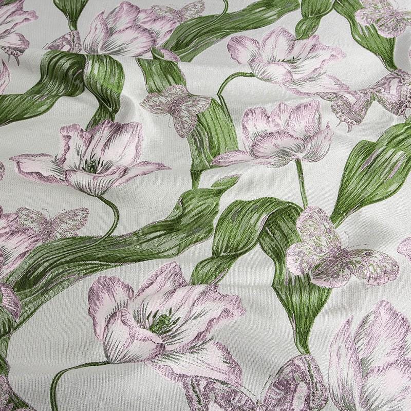 Floral Jacquard Woven Fabric: Embossed Flower Pattern, 59" Wide
