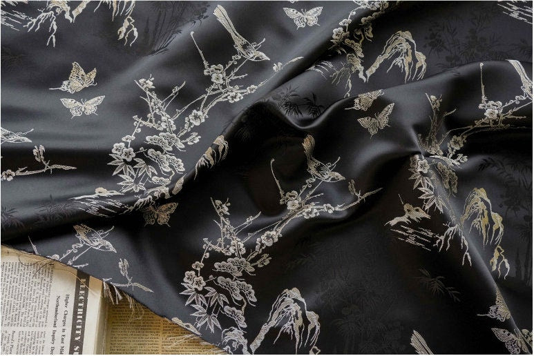 Magpie Jacquard Fabric With Gold Thread: Upholstery, Costume, & Drapery - 54" Wide