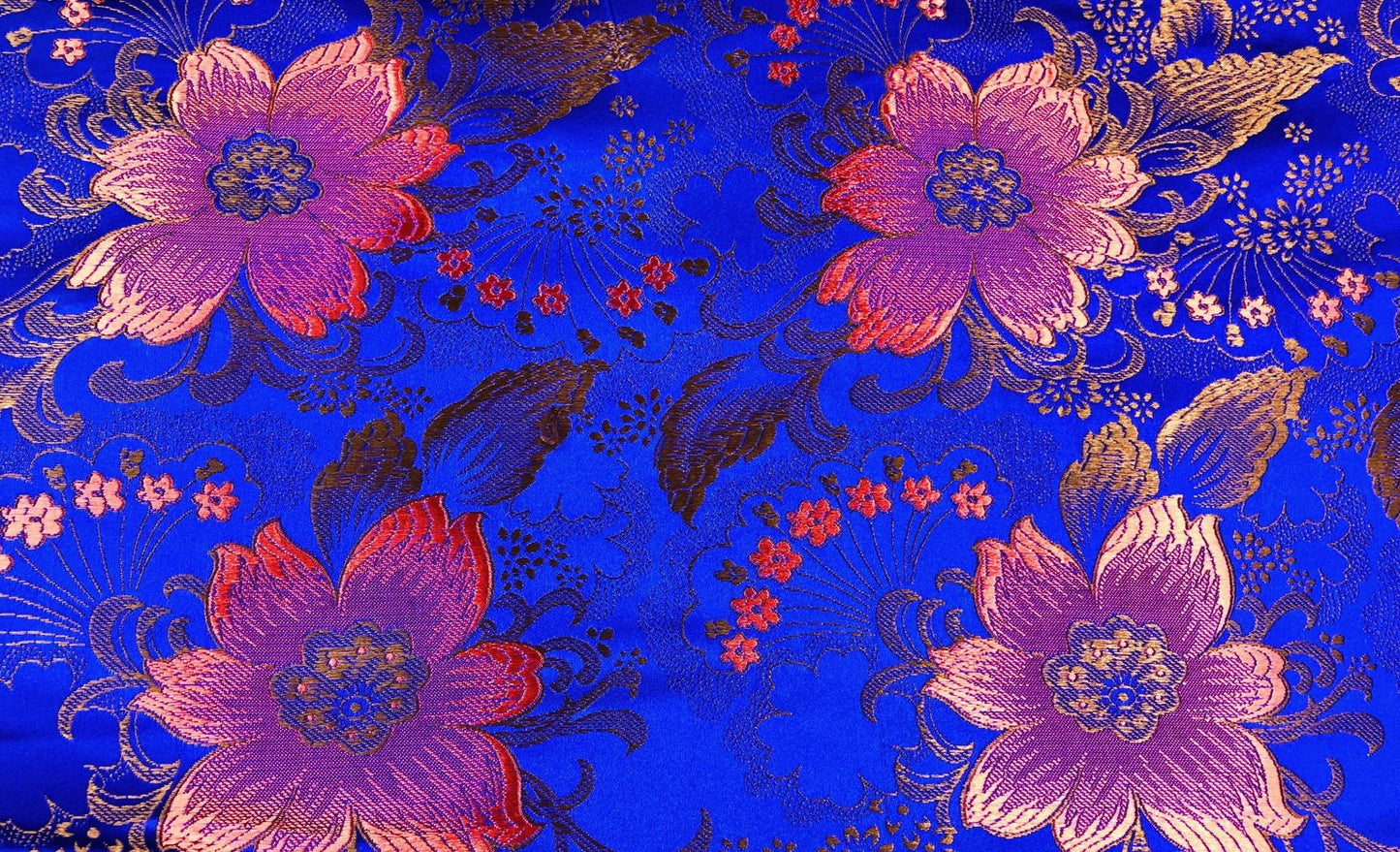 Lily Brocade Fabric: Chinese Woven Damask, Costume & Decor - 29.5"W