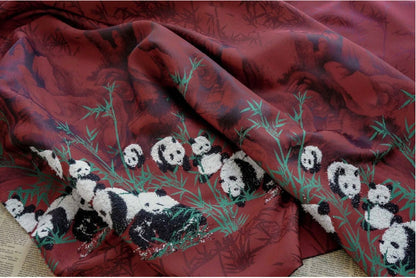 Red Panda Jacquard Fabric: Embossed Upholstery, Costume, Decor - 65"W