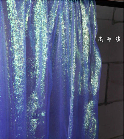 Tissu en maille plissée bleu vif, cosplay, mariage, voile, bricolage
