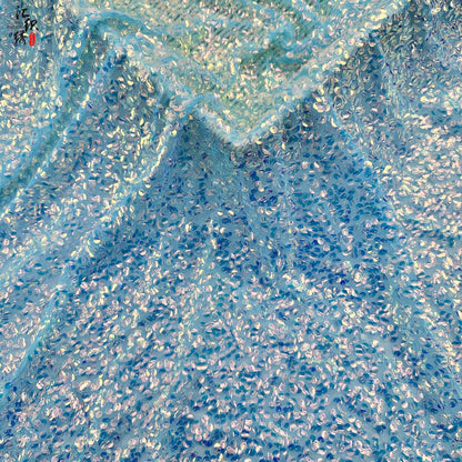 Sequin Embroidery Mesh Fabric, Full-Width Curved Beadwork, Costume Design by Yard