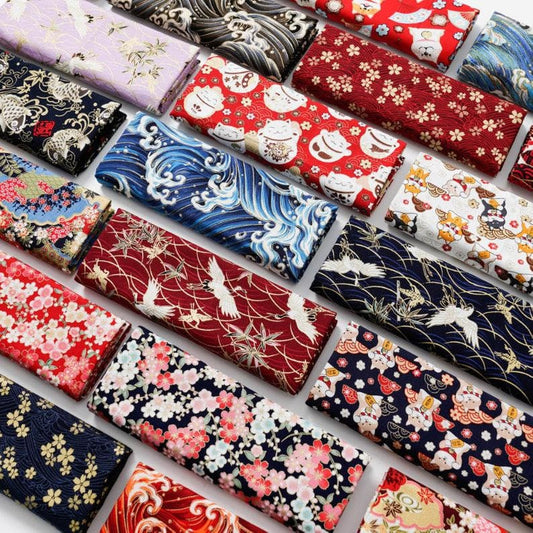 Japanese Cotton Fabric: Floral Print Sewing Material - Kimono & Home Decor