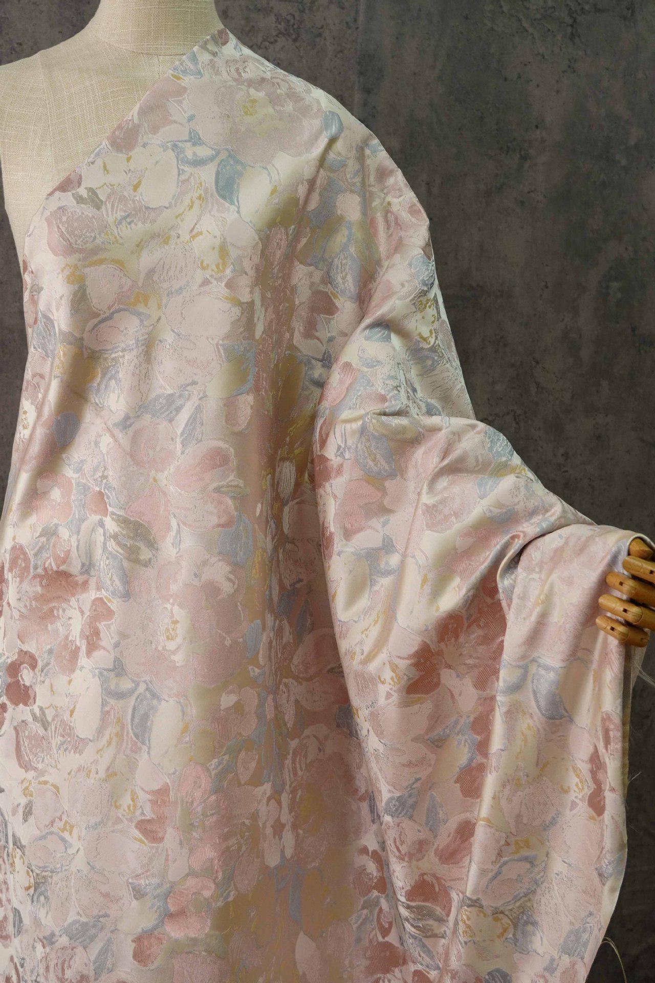 Floral Jacquard Fabric: Oil Painting Style, 58" Wide - By The Meter