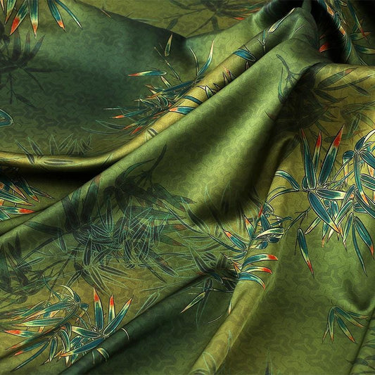 Bamboo Print Tea Silk Satin Fabric - 59"W Upholstery & Costume
