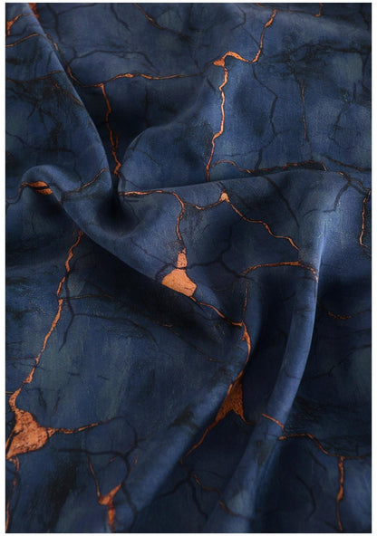 Deep Blue Shattered Clouds Cotton Sateen Fabric: 55" Wide, Drapery, Upholstery