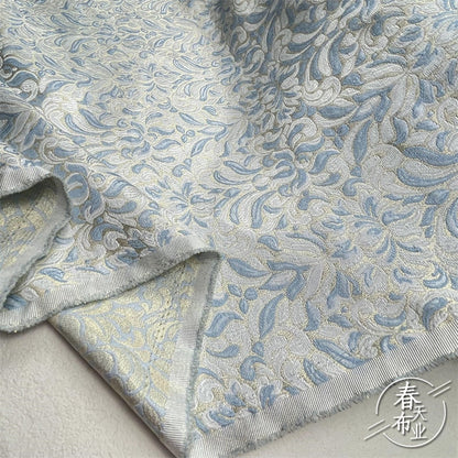 Gold Thread Embossed Palace Jacquard Damask Fabric - 57"W