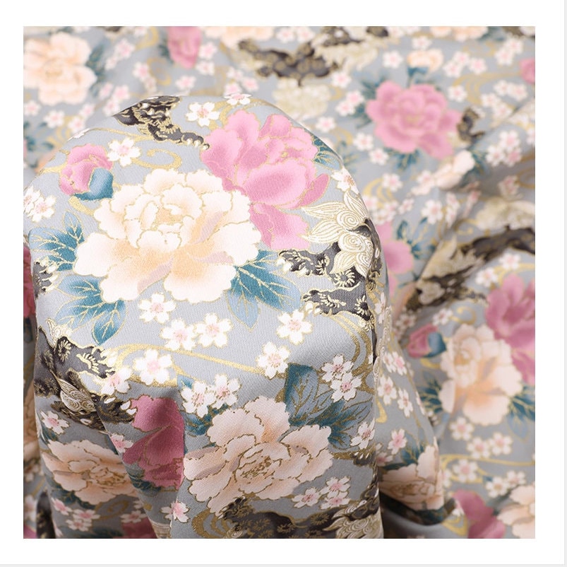 Tissu en coton à motifs floraux japonais : Matériel de couture pour kimono