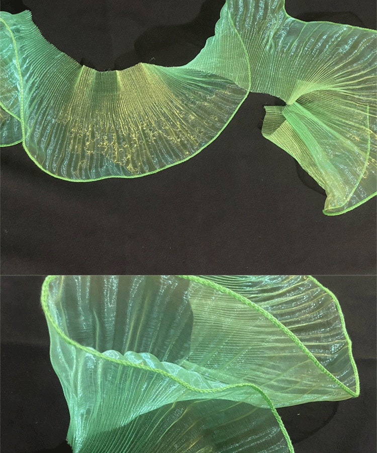 Two-Toned Ruffle Organza Fabric: 3D Folds, 15cm Wide