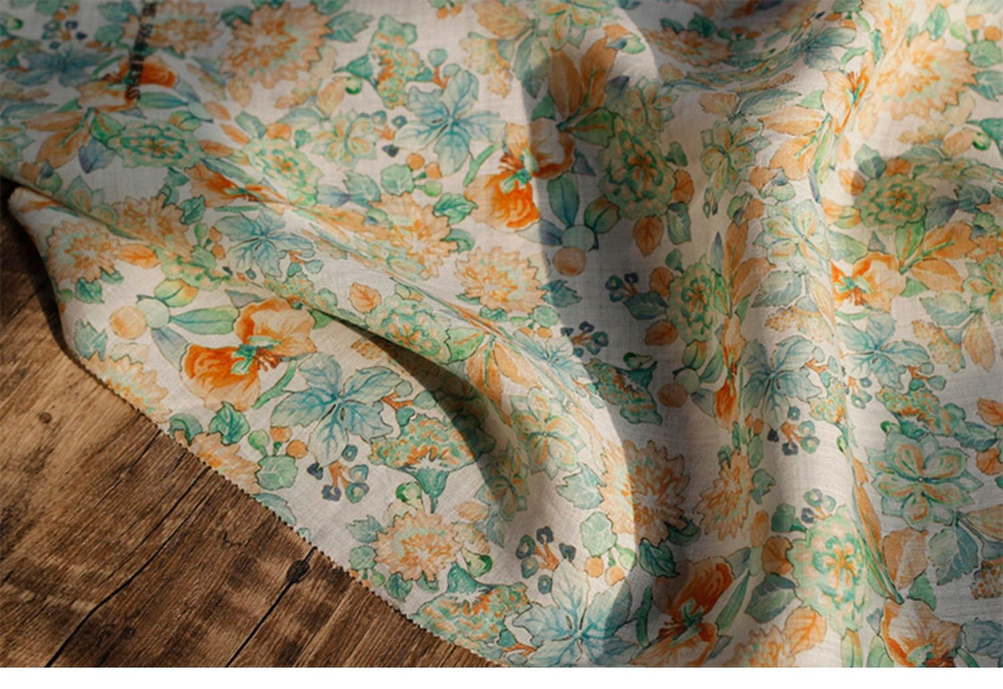 Floral Ramie Fabric: Soft Clothing & Home Textile, 55"W