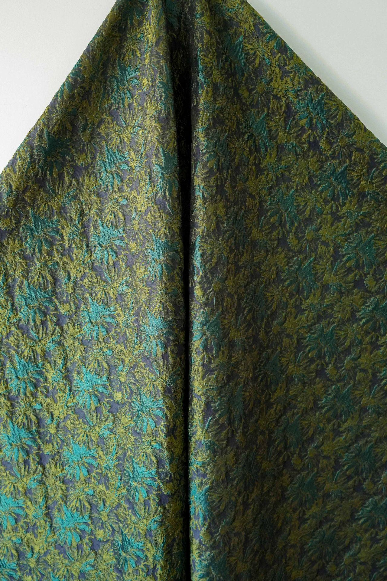 Vintage 3D Embossed Abstract Floral Woven Fabric ��� Quilting Material, Textured Craft Fabr" Wide