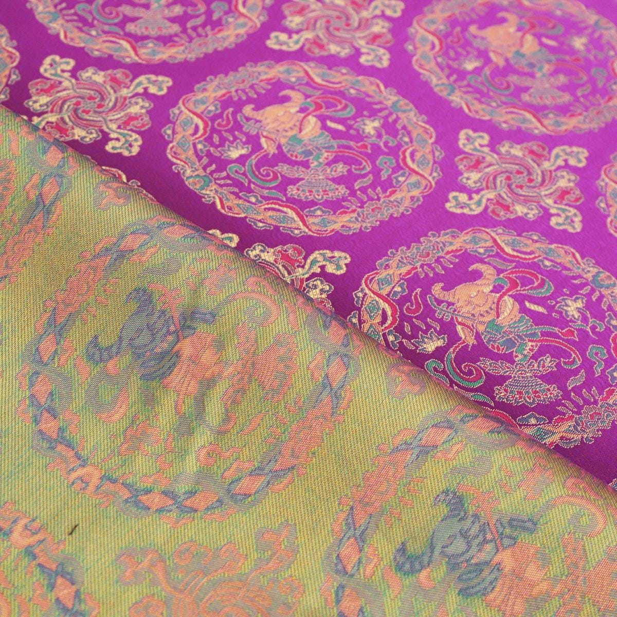 59"W Chinese Zodiac Silk Brocade Fabric: Rose Red Emperor Robe Material