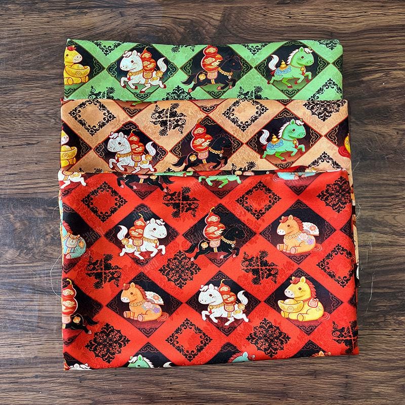 Diamond Jacquard Rayon Fabric ��� Horse Mot" Wide