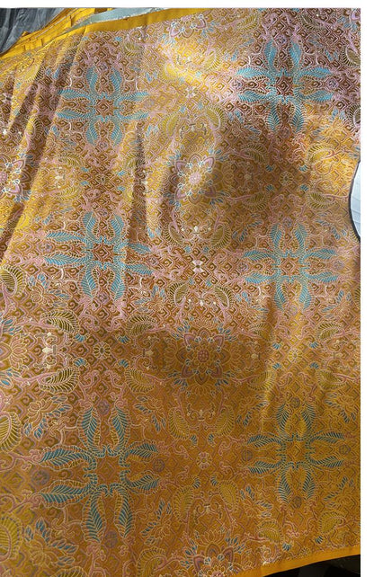 Gold Chinese Brocade Fabric: Dunhuang Pattern Jacquard, Cheongsam Qipao Material