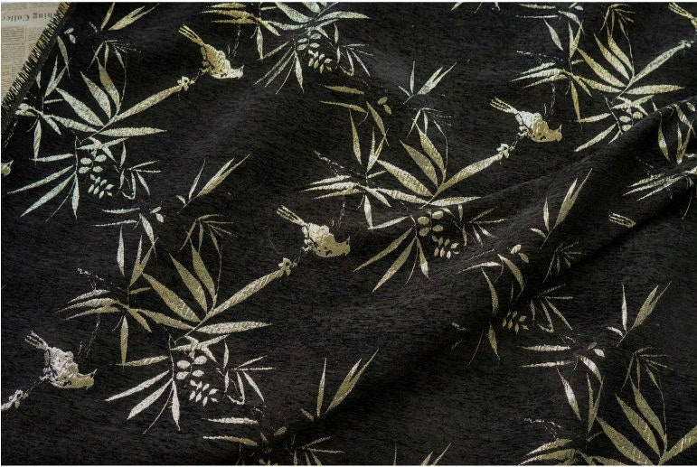 Tissu jacquard bambou doré métallisé : 147 cm de large (ameublement et décoration)