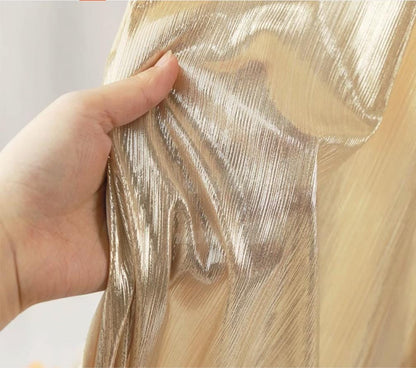 Tissu tricoté à rayures métallisées : extensible dans les 4 sens, 142 cm de large