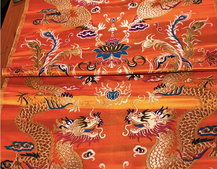 Dragon and Phoenix Brocade Fabric: Auspicious Wedding Robe Material