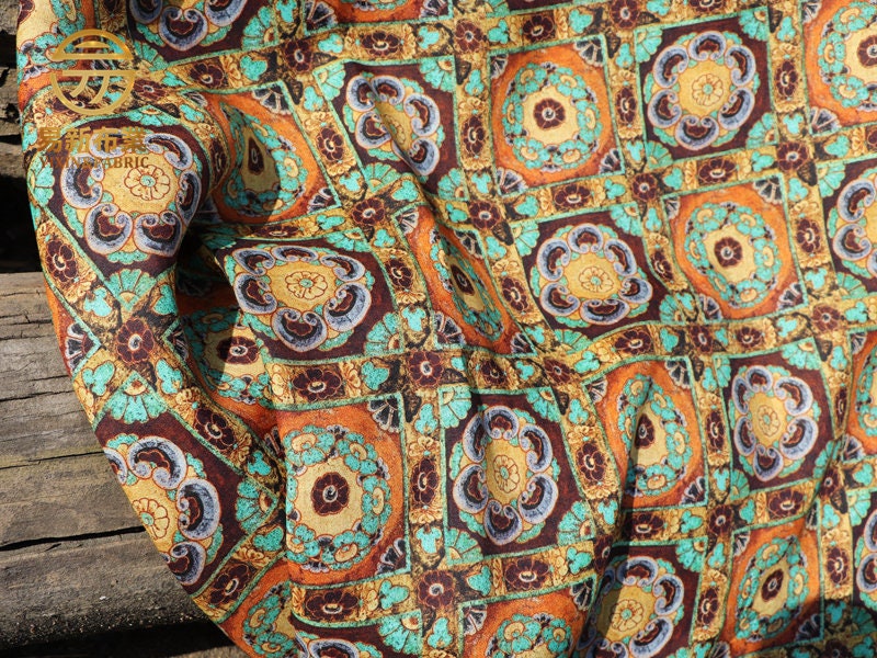 Tissu en lin Dunhuang Fresco : ameublement et couture de style asiatique, 140 cm de large
