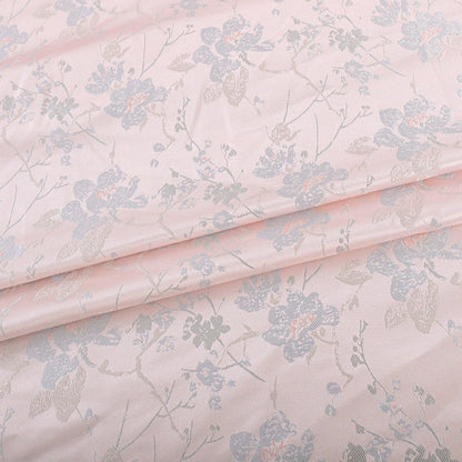 Plum Blossom Brocade Fabric: Light Pink Floral Sewing Material