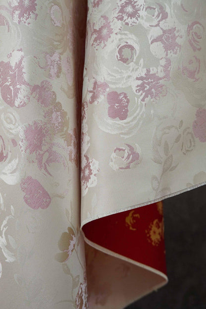 Reversible Rose Jacquard Fabric: Floral Embossed Weave, 65" Wide