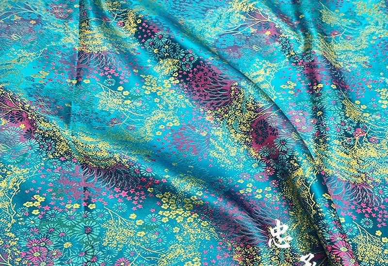 Galaxy Silk Brocade Fabric: 35" Wide Chinese Sewing Material - Poppylollipop