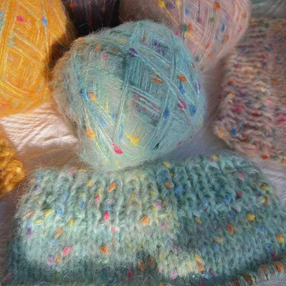 Rainbow Mohair Silk Yarn: Hand-Dyed Lace Knitting, Crochet, Weaving