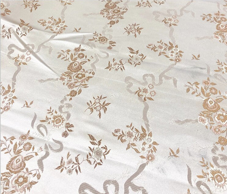 Peony Flower Brocade Fabric: 45" Wide Rayon Chinese Fabric