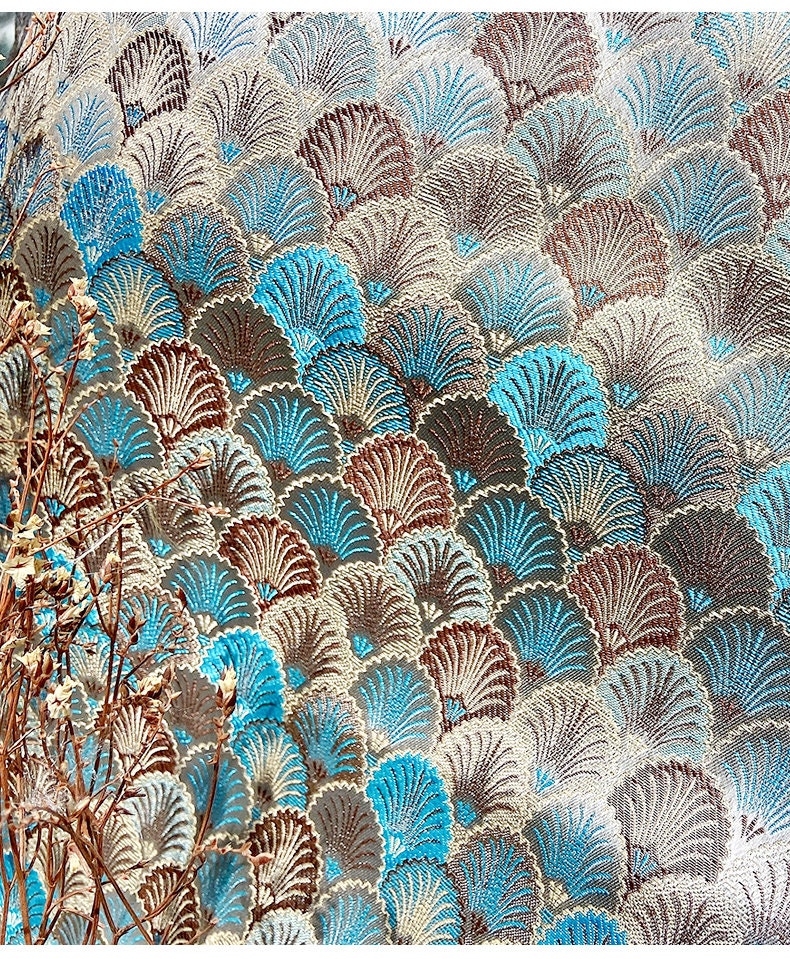 Japanese Shell Kinran Brocade Fabric: Silk Rayon Jacquard (29.5��