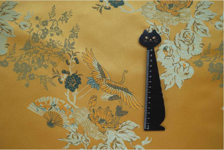Gold Crane Brocade Fabric: 59"W Rayon Cheongsam Qipao Material