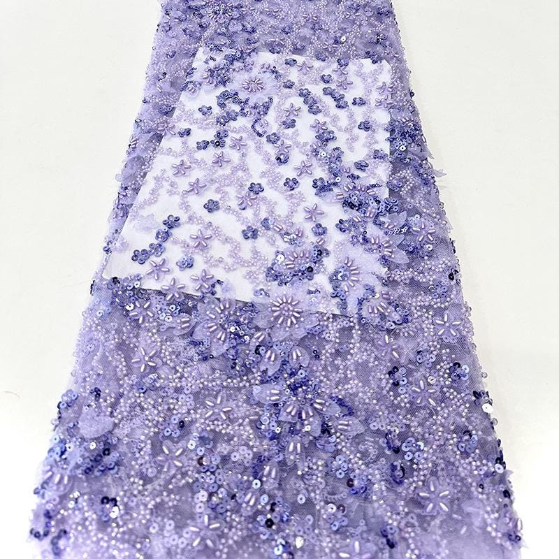 Embroidered Sequin Blossom Lace Fabric: Couture Bridal Appliqu��" Wide
