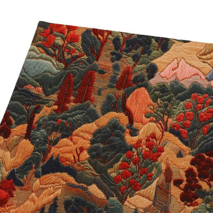 Embossed Forest Print Wool Silk Blend Fabric: Autumn Couture