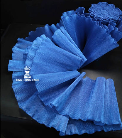 Metallic Luster Organza Lace: 3D Ruffle Designer Fabric, 27cm Wide