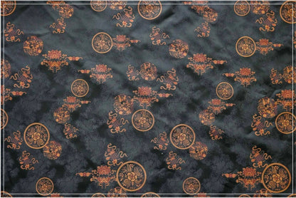 Black Botanical Print Fabric: Floral Cloud Yarn Upholstery, 59" Wide